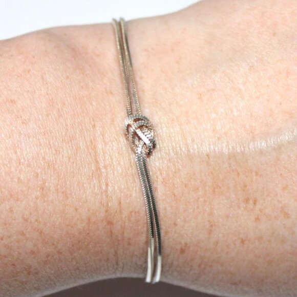 Sterling Silver Snake Chain Knot Bracelet - Picture 1 of 6